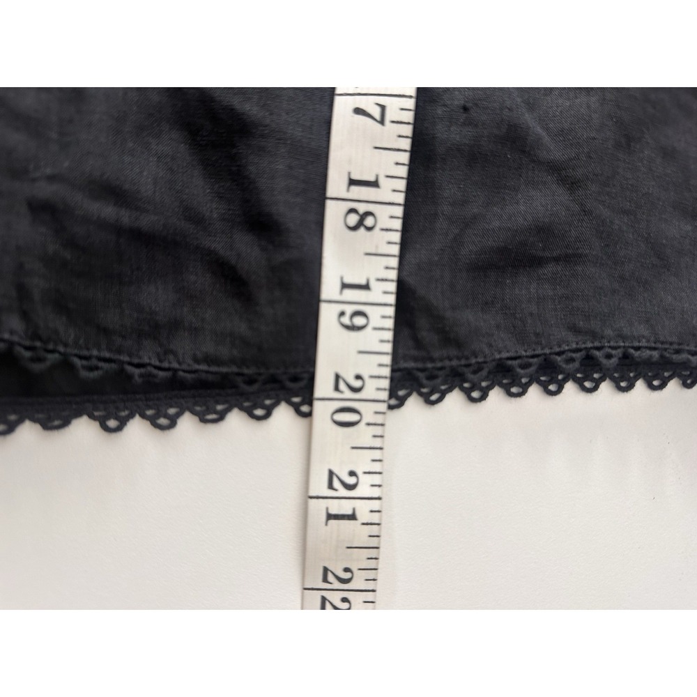 DÔEN Brigitta Lace Trim Top Womens Small Black Short Sleeve Ramie Coquette - Picture 10 of 13
